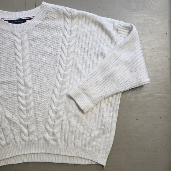 Tommy Hilfiger Cable Knit Sweater Oversized Cropped Xl - Picture 5 of 11